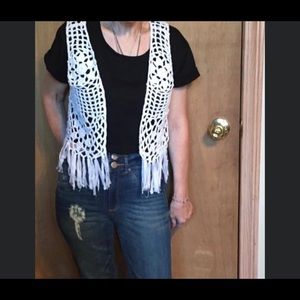 Boho Hippie Crochet Vest in White